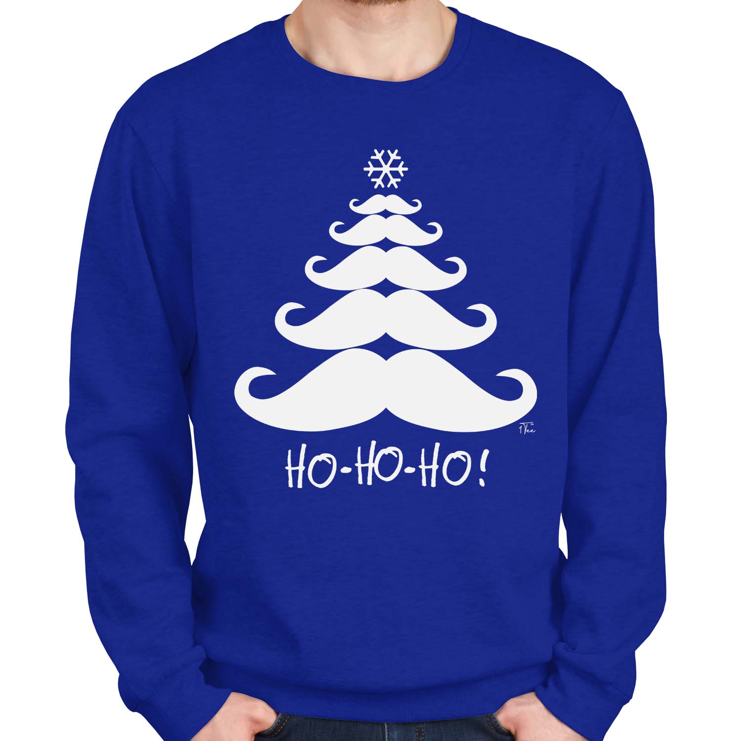 1Tee Herren Schnurrbart Weihnachtsbaum Ho Ho Ho Sweatshirt Pullover - Bild 9 von 11