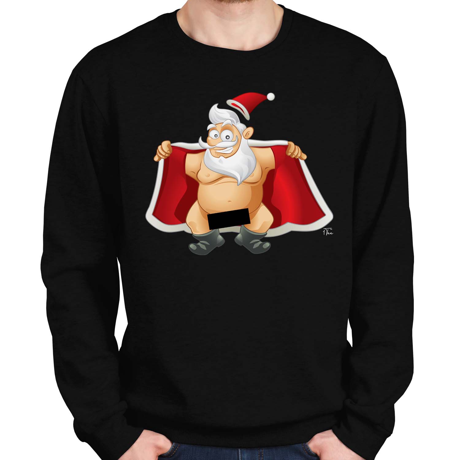 1Tee Mens Flashing Naked Christmas Santa Claus Sweatshirt Jumper eBay