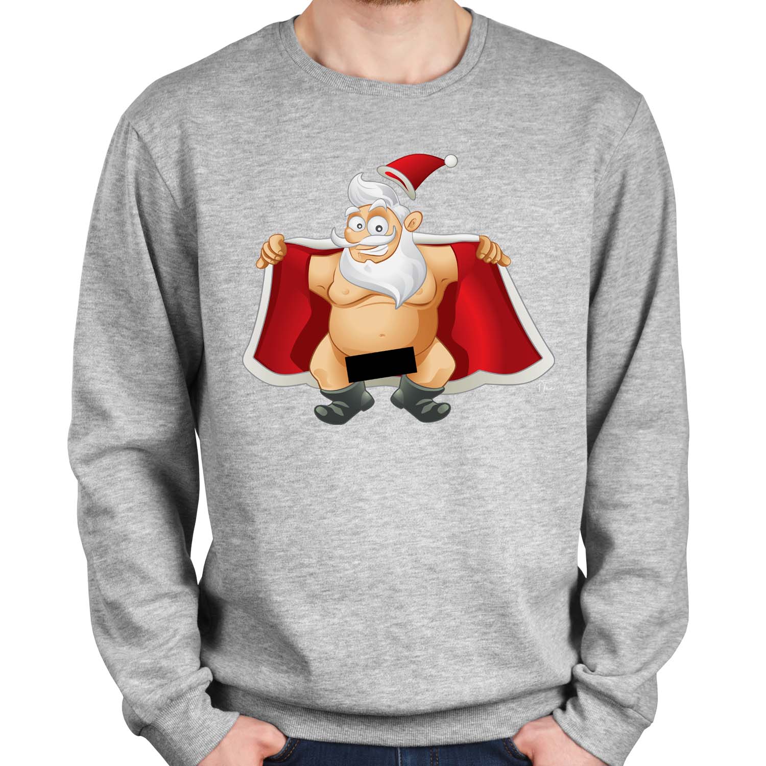 1Tee Mens Flashing Naked Christmas Santa Claus Sweatshirt Jumper eBay