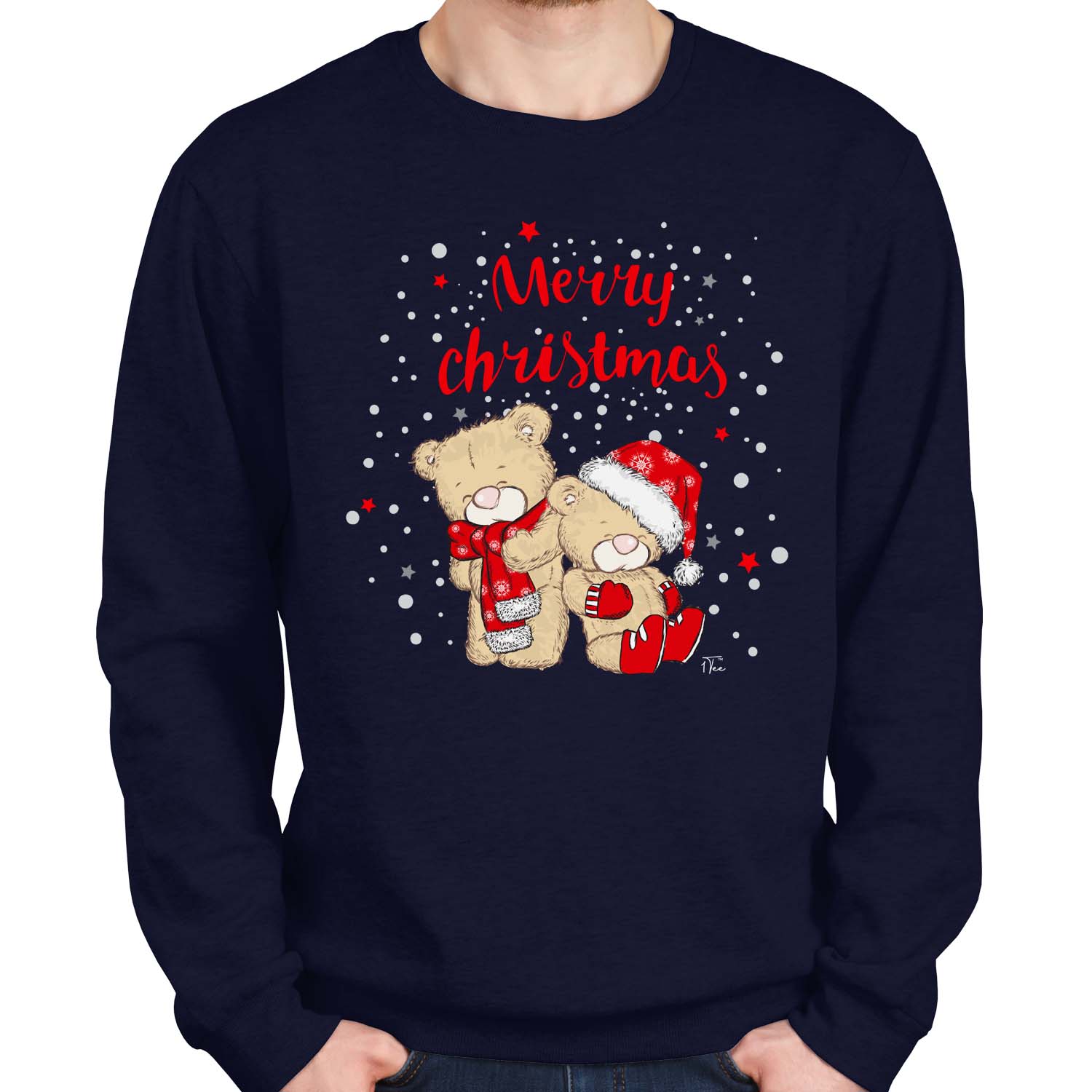 1Tee Girls Merry Christmas Teddy Bears Cute Sweatshirt Jumper