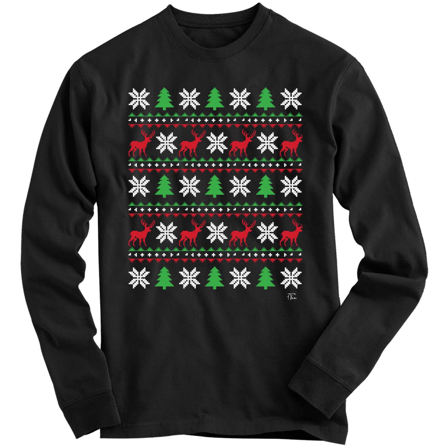 1Tee Mens Christmas Jumper Pattern - Snowflake Reindeer Tree Sweatshirt ...