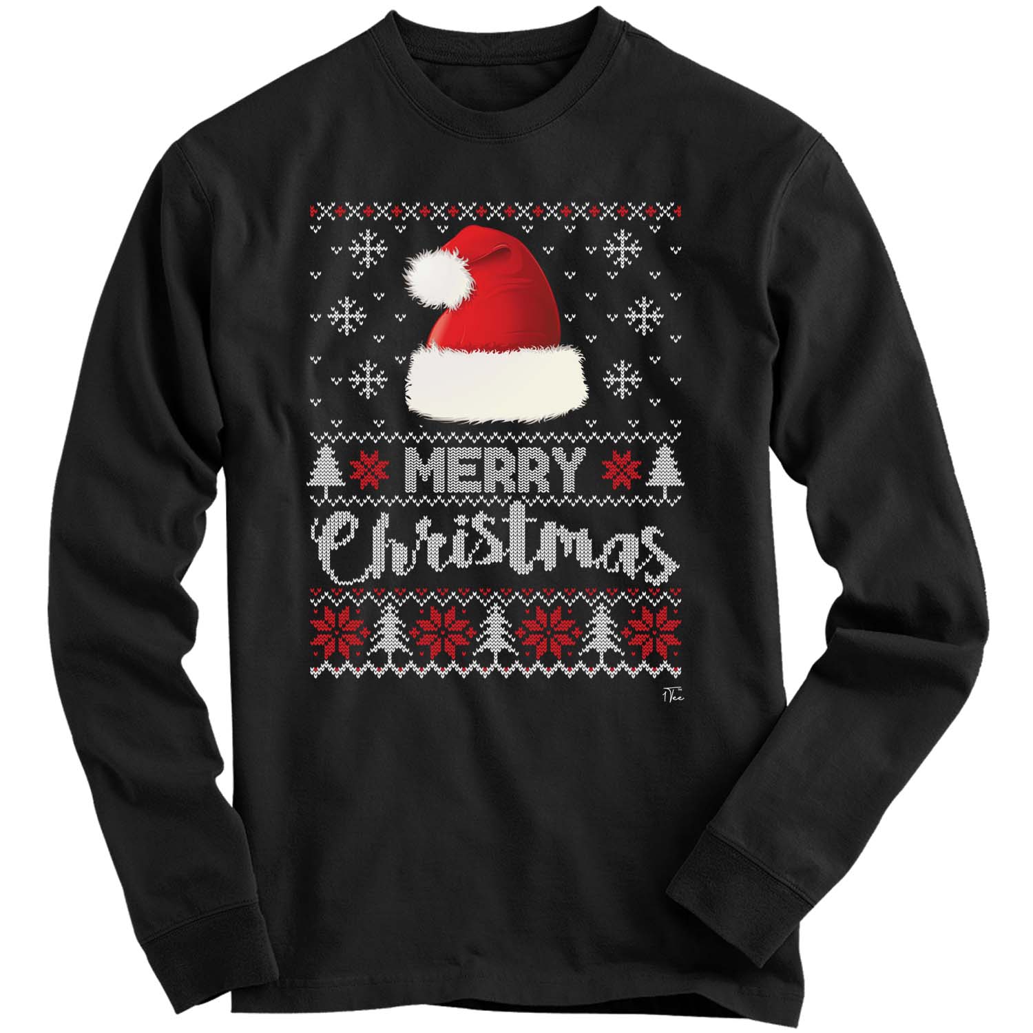 1Tee Womens Merry Christmas Santa Hat Christmas Tree Sweatshirt Jumper | eBay